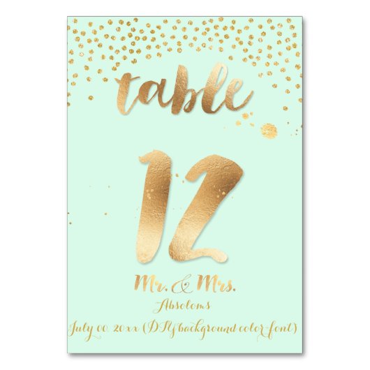 PixDezines Tabelle 12/Goldsprinkles/DIY Farbe/Minz Tischnummer (Rückseite)