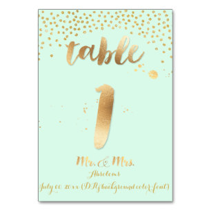 PixDezines Tabelle 1/Goldsprinkles/DIY Farbe/Minze Tischnummer