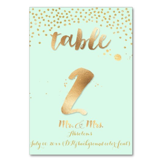 PixDezines Tabelle 2/Goldsprinkles/DIY Farbe/Minze Tischnummer (Rückseite)