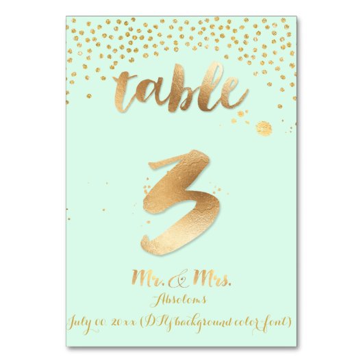 PixDezines Tabelle 3/Goldsprinkles/DIY Farbe/Minze Tischnummer (Rückseite)