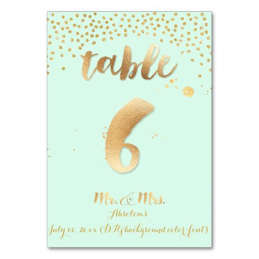 PixDezines Tabelle 6/Goldsprinkles/DIY-Farbe/Minze Tischnummer (Rückseite)