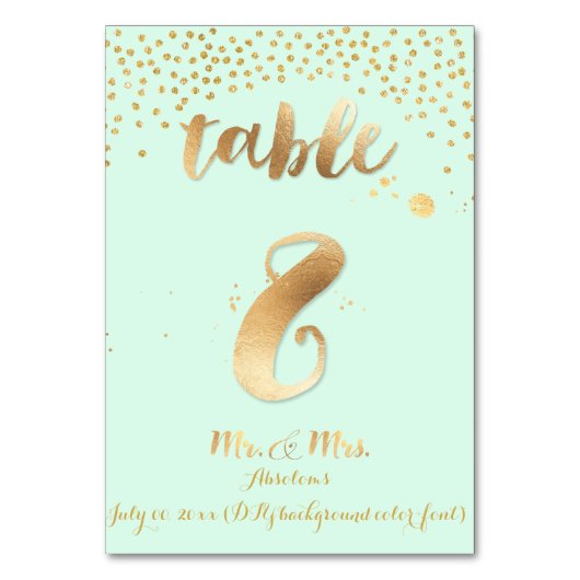 PixDezines Tabelle 8/Goldsprinkles/DIY Farbe/Minze Tischnummer (Rückseite)