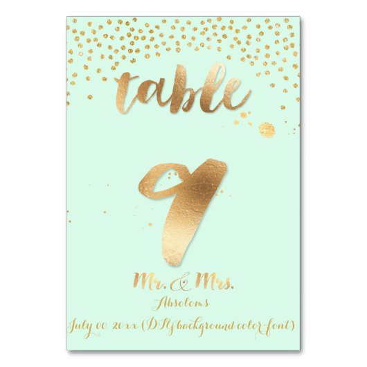 PixDezines-Tabelle 9/Goldsprinkles/DIY-Farbe/Minze Tischnummer (Rückseite)