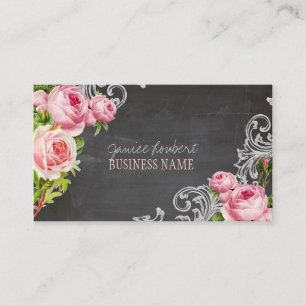 PixDezines Tafel/Vintage Rosen/Social Media Visitenkarte