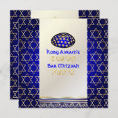 PixDezines talit+kippah/Stilvolle Bar Mitzvah/Gold Einladung (Vorne/Hinten)