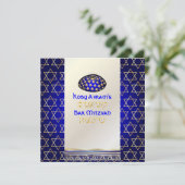 PixDezines talit+kippah/Stilvolle Bar Mitzvah/Gold Einladung (Stehend Vorderseite)