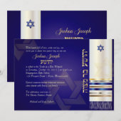 PixDezines talit/Stilvolle Bar Mitzvah/blau/gold Einladung (Vorne/Hinten)