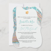 PixDezines Tallit Aqua Türkis Blue Bat Mitzvah Einladung (Rückseite)