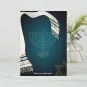 PixDezines Tallit Bar Mitzvah/Aquamarin/Gold Einladung (Stehend Vorderseite)