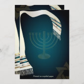 PixDezines Tallit Bar Mitzvah/Aquamarin/Gold Einladung (Vorne/Hinten)