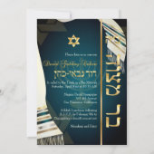 PixDezines Tallit Bar mitzvah/aquamarin/gold Einladung (Rückseite)