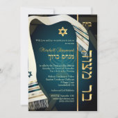 PixDezines tallit Bar Mitzvah/dunkelblau/aquamarin Einladung (Vorderseite)
