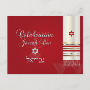 PixDezines tallit mitzvah Party card/rot/silber Einladung