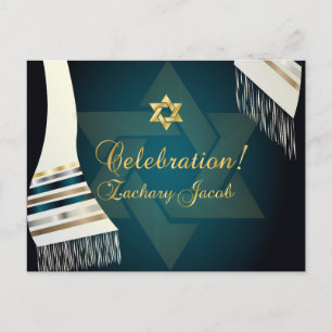 PixDezines Tallit Mitzwa-Feier/Tealgrün Einladungspostkarte