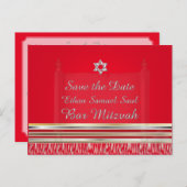 PixDezines TALLIT/RED/MITZVAH Save the Date Ankündigungspostkarte (Vorne/Hinten)