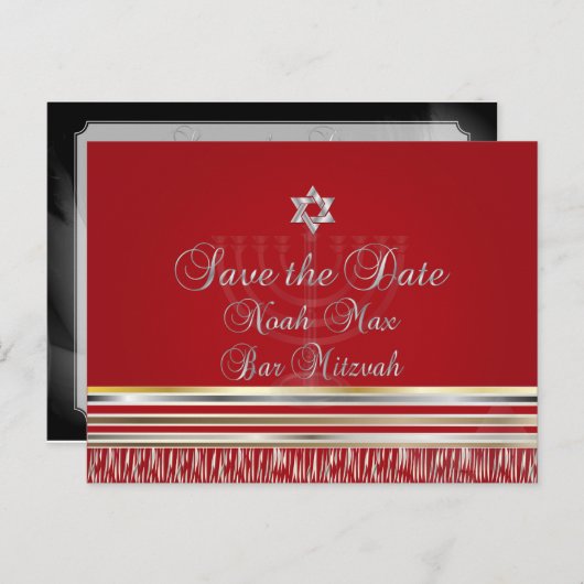 PixDezines TALLIT/RED/MITZVAH Save the Date Ankündigungspostkarte (Vorne/Hinten)