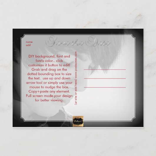 PixDezines TALLIT/RED/MITZVAH Save the Date Ankündigungspostkarte (Rückseite)