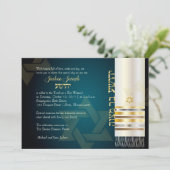 PixDezines tallit/Stilvolle Bar Mitzvah/Asche/Gold Einladung (Stehend Vorderseite)