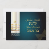 PixDezines tallit/Stilvolle Bar Mitzvah/Asche/Gold Einladung (Rückseite)