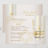 PixDezines tallit/Stilvolle Bar Mitzvah/Asche/Gold Einladung (Vorne/Hinten)