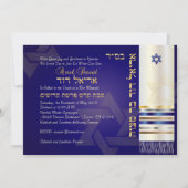 PixDezines Tallit/Stilvolle Bar Mitzvah/blau/gold Einladung (Rückseite)
