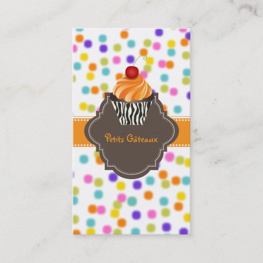 PixDezines tangelo Wirbel cupcake+sprinkles Visitenkarte (Vorderseite)