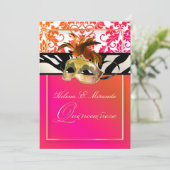 PixDezines Tanza Damask/Quinceanera/Zebra Einladung (Stehend Vorderseite)