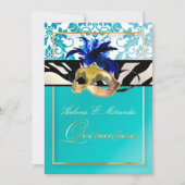 PixDezines Tanza Damask/Quinceanera/Zebra Einladung (Vorderseite)