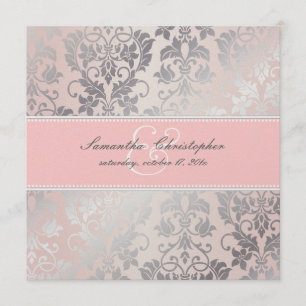 PixDezines Tanza Rose+Silber/Rosa+Grau Einladung