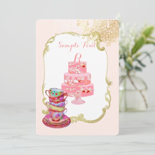 PixDezines Tee Party/Braut/Wasserfarbe Einladung (Stehend Vorderseite)