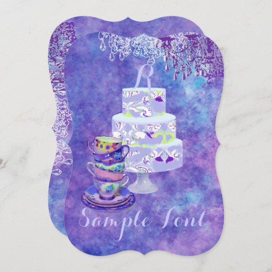 PixDezines Tee Party/Braut/Wasserfarbe Einladung (Vorne/Hinten)