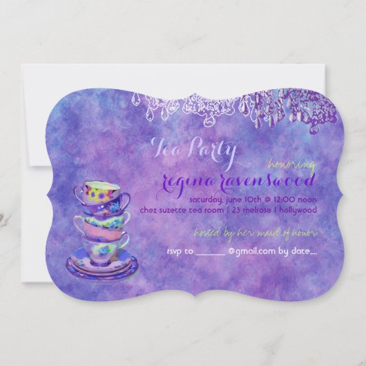 PixDezines Tee Party/Braut/Wasserfarbe Einladung (Rückseite)