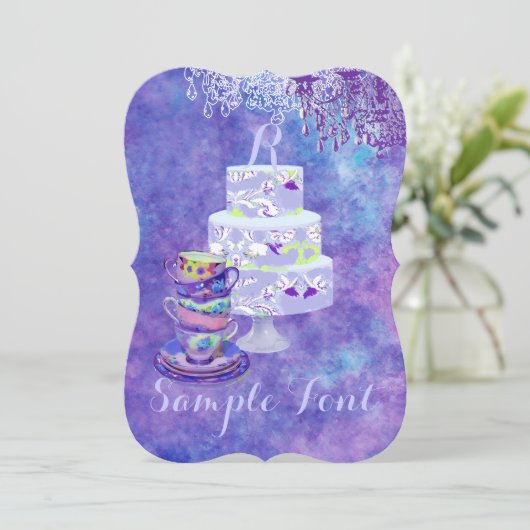 PixDezines Tee Party/Braut/Wasserfarbe Einladung (Stehend Vorderseite)