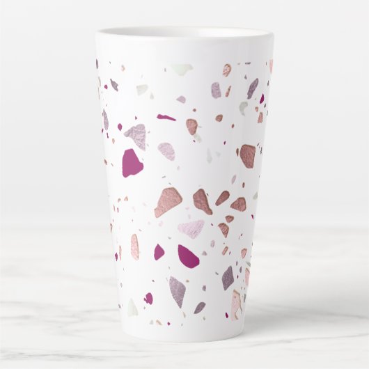 PixDezines Terrazzo Muster Rose Gold Burgund Milchtasse (Vorderseite)