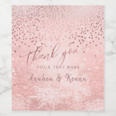 PixDezines Than You Imitats Rose Gold Snow Bokeh Weinetikett (Einzelnes Label)