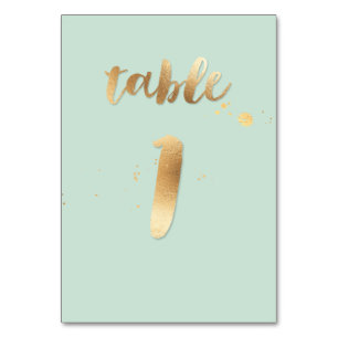 PixDezines Tisch 1/gold Pinsel/DIY Farbe/mintgrün Tischnummer
