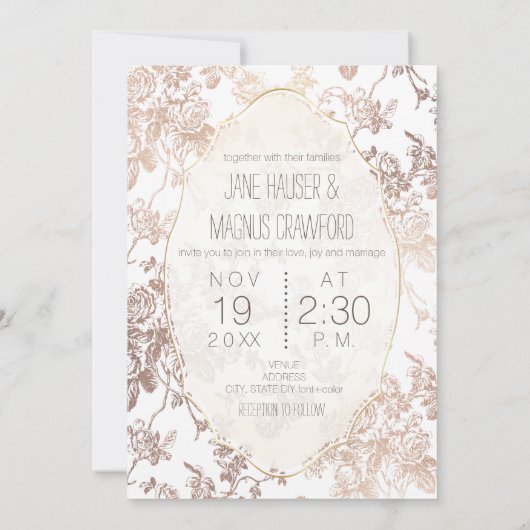 PixDezines Toile Rose Gold/DIY Hintergrund Einladung (Rückseite)
