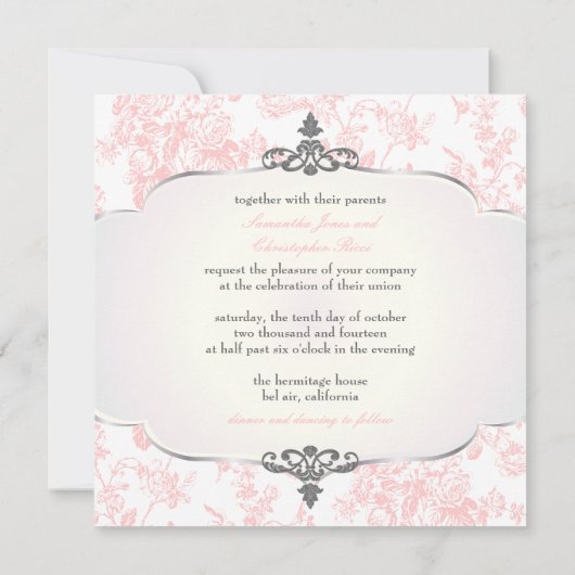 PixDezines-Toile Rosen/DJ-Hintergrundfarbe Einladung (Rückseite)