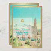 PixDezines Tower von David, Jerusalem Einladung (Vorne/Hinten)