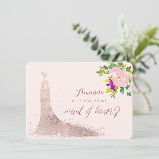 PixDezines Trauzeugin/Blütenfarbe/Wasserfarbe/Früh Einladung (Stehend Vorderseite)