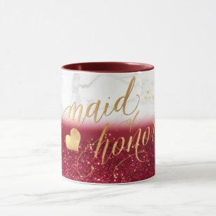 PixDezines Trauzeugin/Marmor+Gold+Roter Glitzer Tasse