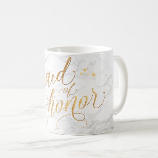 PixDezines Trauzeugin/Marmor+Imitate Gold/Script Kaffeetasse (VorderseiteRechts)