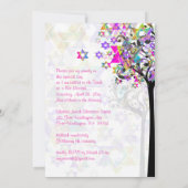 PixDezines TREE DER LEBENSMUSIKNOTEN MITZVAH PINK Einladung (Rückseite)