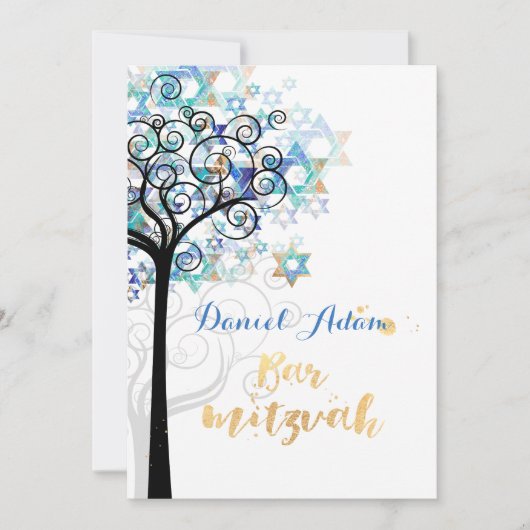 PixDezines Tree des Lebens Bar Mitzvah Einladung (Vorderseite)