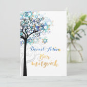 PixDezines Tree des Lebens Bar Mitzvah Einladung (Stehend Vorderseite)