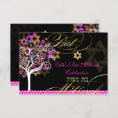 PixDezines Tree des Lebens/Bat Mitzvah Feier RSVP Karte (Vorne/Hinten)