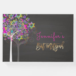 PixDezines Tree des Lebens Mitzvah/Pink+Chalkboard Gästebuch