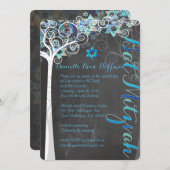PixDezines Tree of Life Bat Mitzvah/Chalkboard Einladung (Vorne/Hinten)