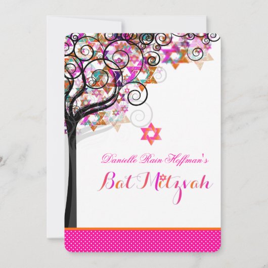 PixDezines Tree of Life Bat Mitzvah/DIY Hintergrun Einladung (Vorderseite)