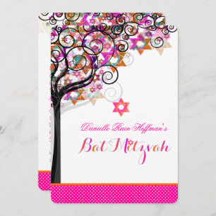 PixDezines Tree of Life Bat Mitzvah/DIY Hintergrun Einladung